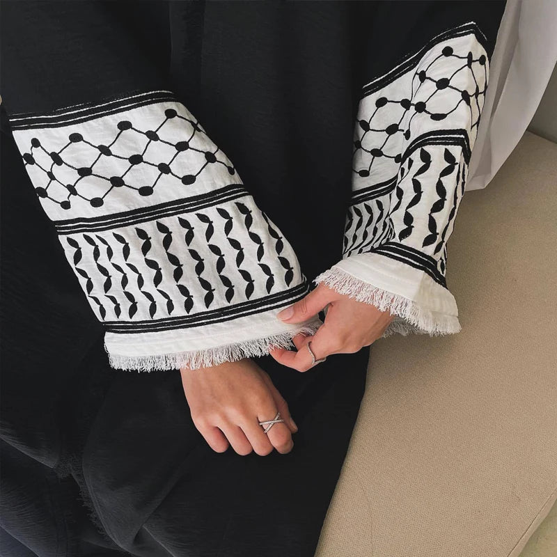 Soft Crepe Embroidery Abaya with Tassel – Modest Ramadan & Party Wear