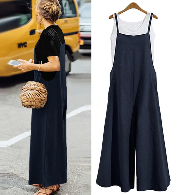 Noor Cotton-Linen Wide-Leg Jumpsuit