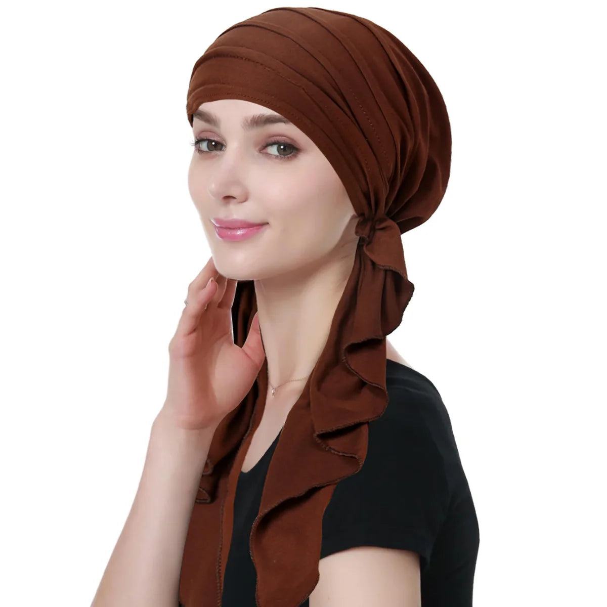 Noor Muslim Hijab Crinkle-Texture Long-Tail Turban Bonnet