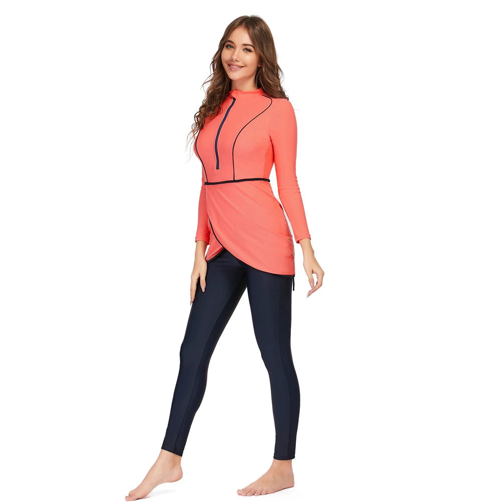 Hijab ( Full Cover ) Floral Patchwork Gulf-Friendly Burkini Set – 3-Piece Modest Swimwear