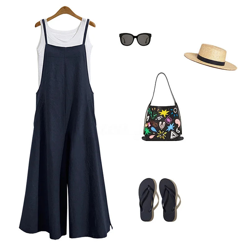 Noor Cotton-Linen Wide-Leg Jumpsuit