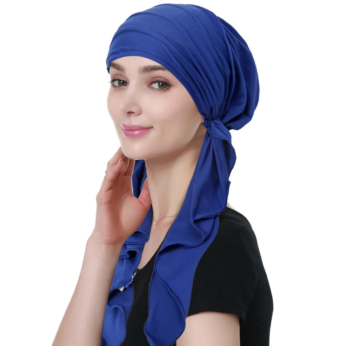 Noor Muslim Hijab Crinkle-Texture Long-Tail Turban Bonnet