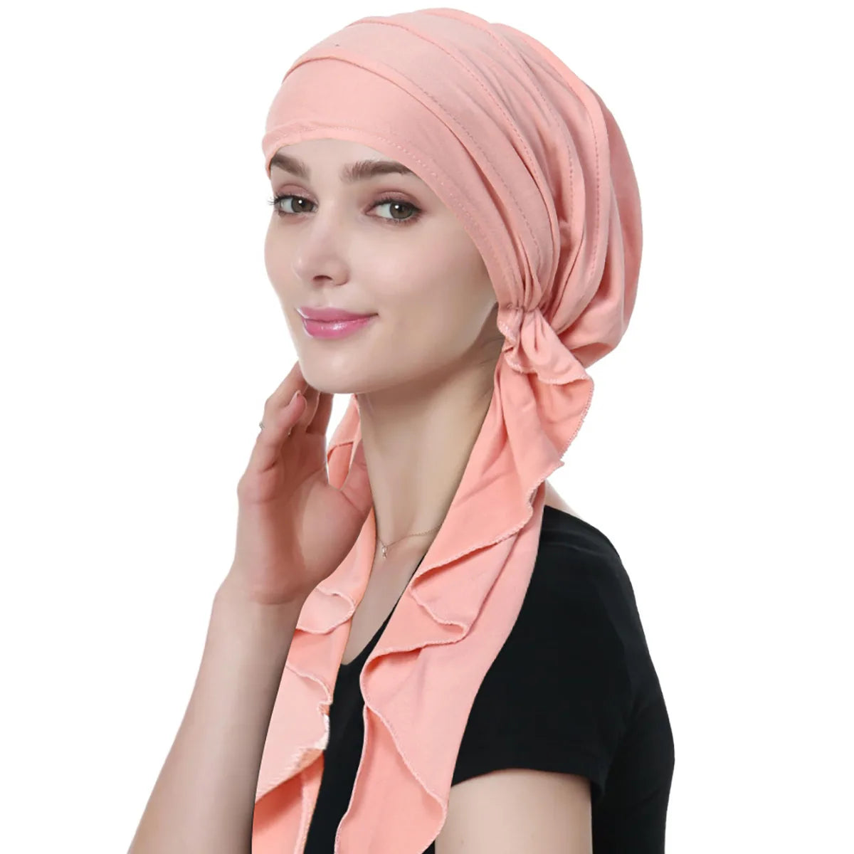 Noor Muslim Hijab Crinkle-Texture Long-Tail Turban Bonnet