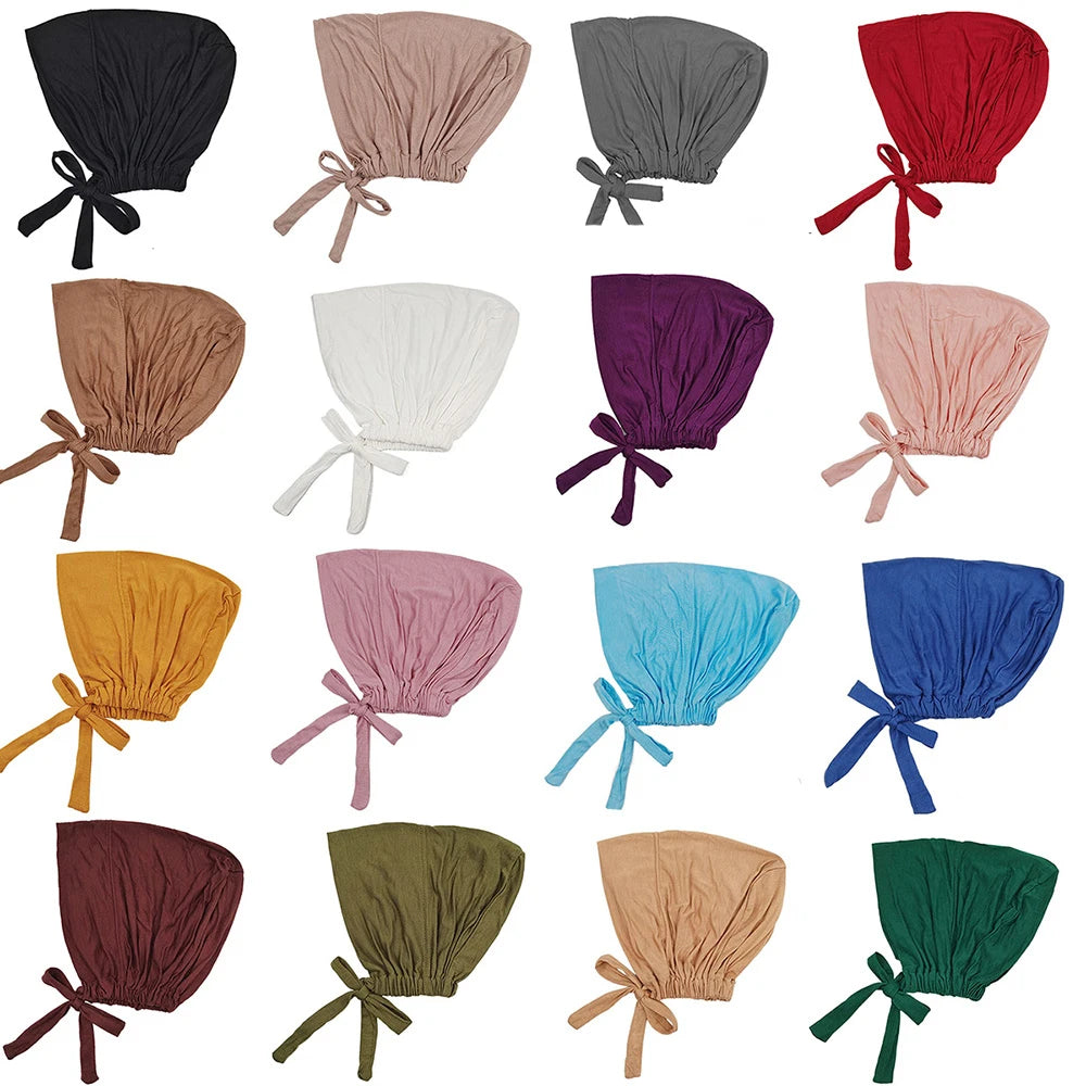Inner Hijab Cap – Stretchable Muslim Turban Bonnet with Adjustable Rope