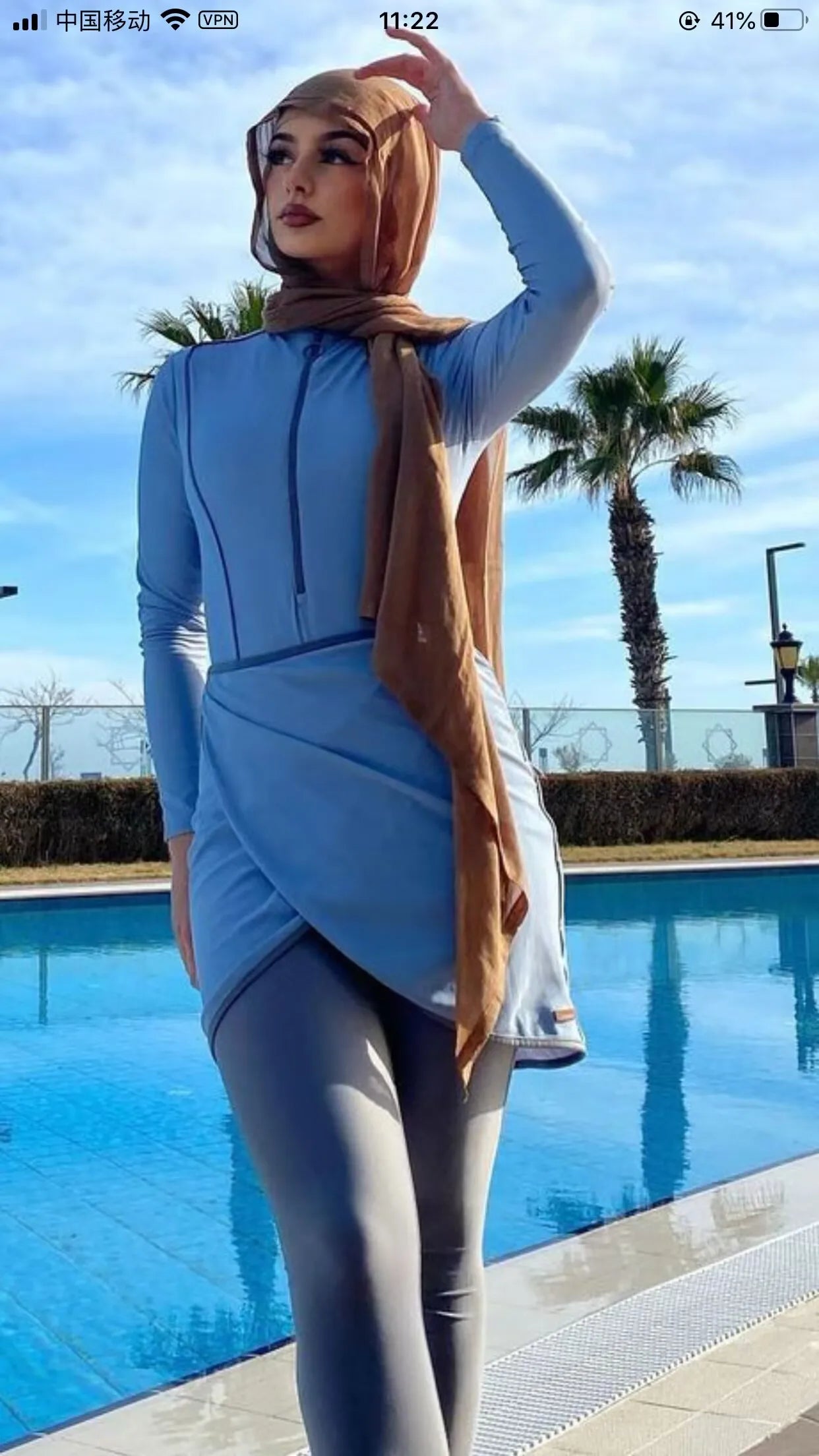 Hijab ( Full Cover ) Floral Patchwork Gulf-Friendly Burkini Set – 3-Piece Modest Swimwear