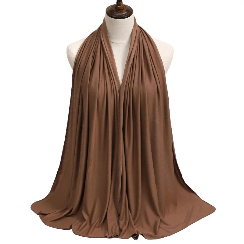 Soft Modal Cotton Jersey Long Hijab Shawl for Muslim Women