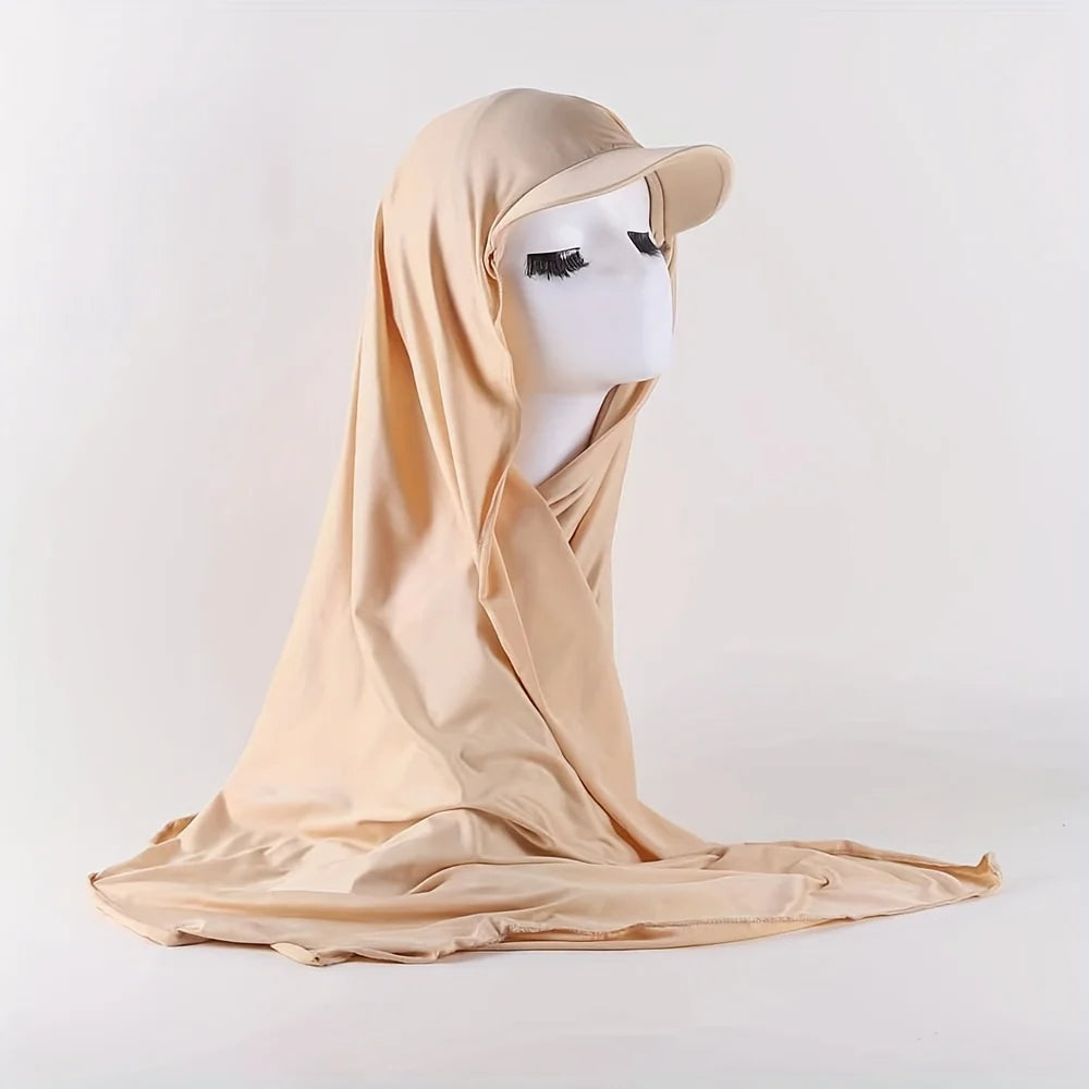 Hijab Baseball Cap Shawl Baseball 2-in-1 for Muslim Women – Sun-Protective Scarf Integration