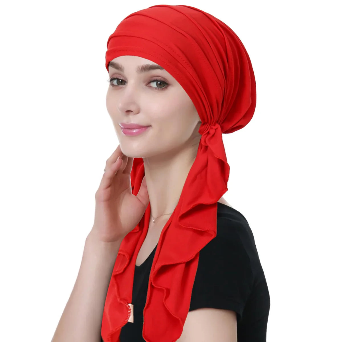 Noor Muslim Hijab Crinkle-Texture Long-Tail Turban Bonnet