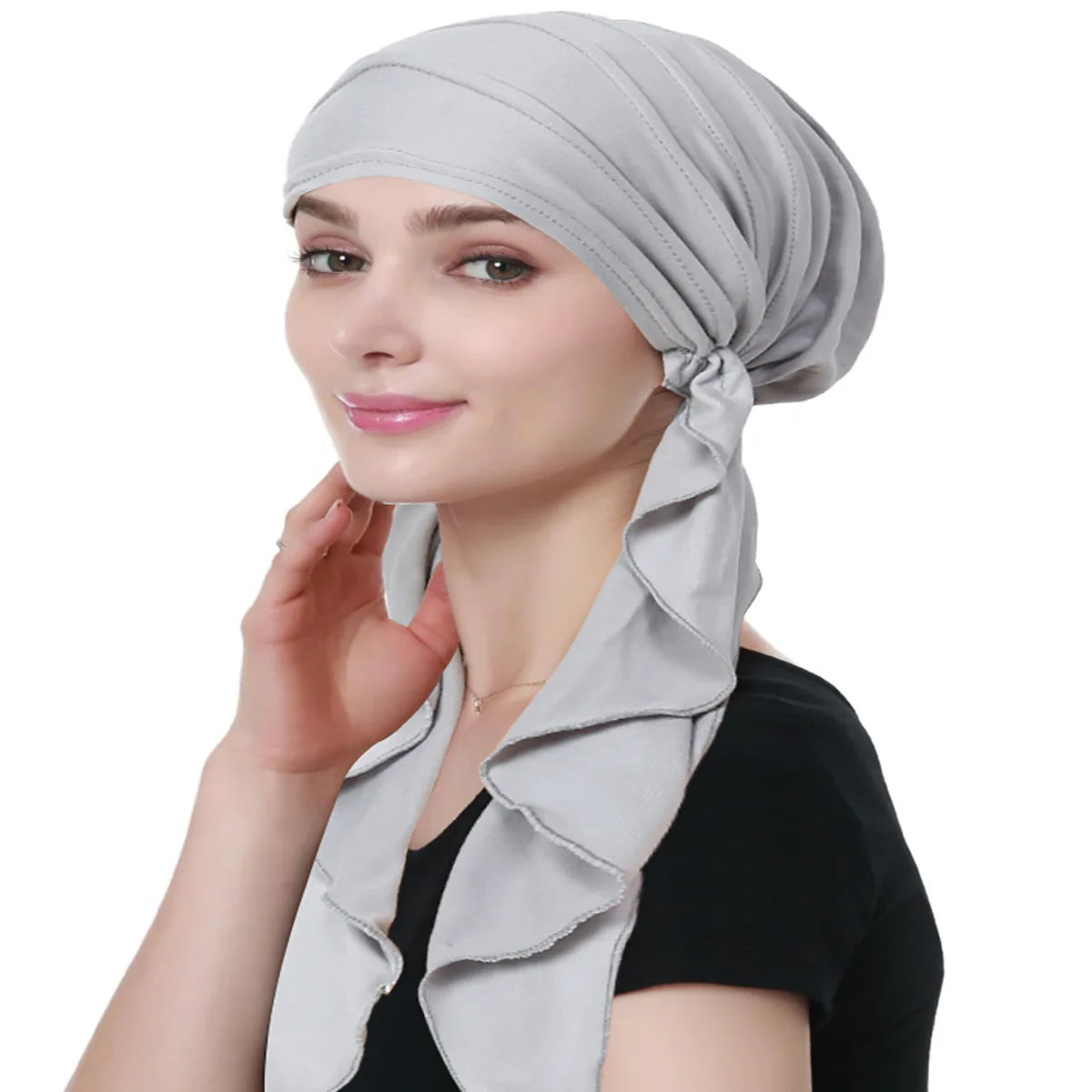 Noor Muslim Hijab Crinkle-Texture Long-Tail Turban Bonnet