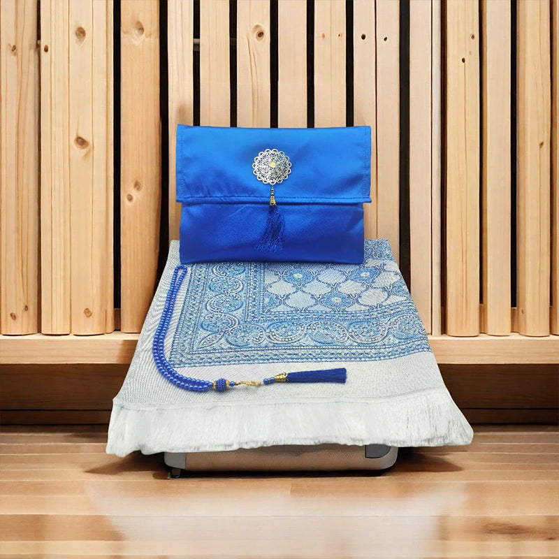 Noor Portable Geometric Prayer Mat Set – 3-Piece Travel Kit