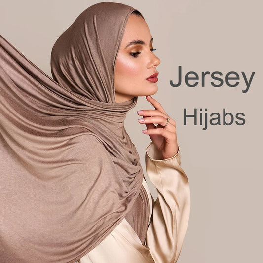 Soft Modal Cotton Jersey Long Hijab Shawl for Muslim Women