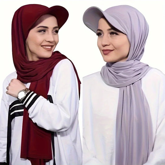 Hijab Baseball Cap Shawl Baseball 2-in-1 for Muslim Women – Sun-Protective Scarf Integration