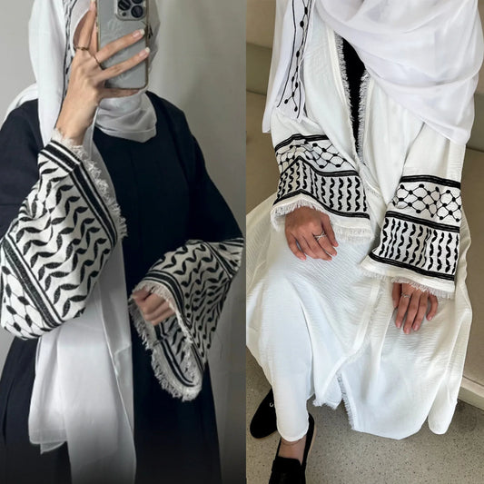 Soft Crepe Embroidery Abaya with Tassel – Modest Ramadan & Party Wear